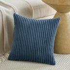 Fancy Homi Set of 2 Dusty Blue Boho Decorative Throw Pillow Covers 18x18 Inch for Couch Bed Sofa, Aesthetic Modern Farmhouse Room Decor, Soft Fuzzy Fluffy Cozy Corduroy Textured Cushion Case 45x45cm