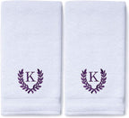 Decorative and Monogrammed Hand Towels for Bathroom Kitchen Makeup | Personalized Gift for Wedding-Bridal | Roman Font Custom Luxury Turkish Towel | Spa Collection, Oversized, 16 X 30 Inch, Set of 2