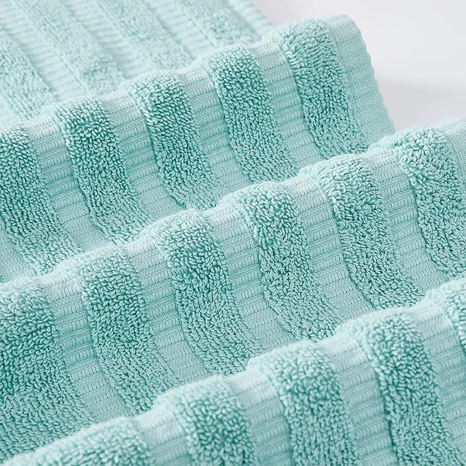 Modern Threads Organic Vines 6-Piece 100% Cotton Towel Set – Yarn Dyed Jacquard & Solid – Includes 2 Bath Towels, 2 Hand Towels, 2 Washcloths – Absorbent, Quick Dry, Soft & Durable – Aqua (Pack of 8)