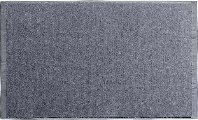 Coyuchi Classic Organic Cotton Terry Bath Mat 19"x 32", Graphite, Quick-Dry, Highly Absorbent, Soft, Lightweight, 100% GOTS Certified,