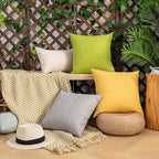Kevin Textile Pack of 2 Decorative Outdoor Waterproof Pillow Covers Garden Checkered Cushion Sham Throw Pillowcase Shell for Patio Tent Couch 20x20 Inch Yellow