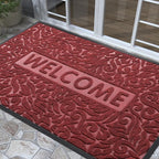Yimobra Large Welcome Mat 60x36, Waterproof Non-Slip Outdoor Mats for Front Door Outside Entrance, Low-Profile Entryway Mat Indoor for Garage Patio, Wine Red