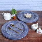 CLEENTABLE Assorted Set of 2 Wooden Charger Plates - 13" Round Farmhouse Wood Plates - Decorative Dinner Plates for Table Setting, Serving Tray, Appetizers, or Home Décor (Blue Green)