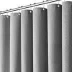 Inhousolu Fabric Shower Curtain Waffle Weave, 230 GSM Heavy Duty, Weighted Hem, 12 Metal Hooks, Water Repellent, Machine Washable, Hotel Spa Luxury Bath Curtain Set, 54 x 78 Inch, Grey