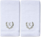 Decorative and Monogrammed Hand Towels for Bathroom Kitchen Makeup | Personalized Gift for Wedding-Bridal | Roman Font Custom Luxury Turkish Towel | Spa Collection, Oversized, 16 X 30 Inch, Set of 2