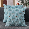 Christmas Pillow Covers 18x18 inch Set of 2 Blue Christmas Decorations Soft Plush Faux Fur Wool Xmas Tree Throw Pillow Cases Winter Holiday Decor for Sofa Living Room PT002F18