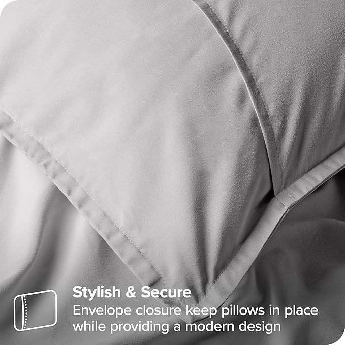 Bare Home Euro Pillow Sham Covers - Set of 2 - Premium 1800 Ultra-Soft Microfiber - Double Brushed - Bed Pillow Shams - Pillows Not Included (Set of 2, Light Grey)