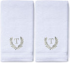 Decorative and Monogrammed Hand Towels for Bathroom Kitchen Makeup | Personalized Gift for Wedding-Bridal | Roman Font Custom Luxury Turkish Towel | Spa Collection, Oversized, 16 X 30 Inch, Set of 2