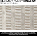 Bedding Craft Jute Cotton Stripe Area Rug for Living Room 24x36 Inch - Natural Ivory - Machine Washable 2x3 Feet Rugs - 70% Jute and 30% Cotton