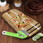 Mango Wood Oval Cutting Board Chopping Board, Cheese Board, and Charcuterie - Decorative Wooden Serving Board for Kitchen and Dining Room (Oval Striped, 14x8 Inches)