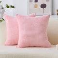 Home Brilliant Pink Euro Sham Covers for Couch Super Soft Striped Velvet Pillow Covers 24x24 Pillow Cases for Party, Set of 2, 60cm, Pink