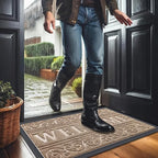 OLANLY Welcome Door Mat Indoor Outdoor Entrance, Heavy Duty Sturdy Front Door Mat, Waterproof All-Weather Doormat, Stain Resistant, Low Profile, Easy Clean Patio Entryway Mat, 29.5 x 17, Light Brown