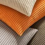 MIULEE Pack of 2 Orange Pillow Covers 14x14 Inch Soft Boho Striped Corduroy Throw Pillow Covers Set Decorative Square Cushion Cases Pillowcases for Sofa Bedroom Couch