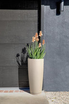 Veradek Vega Round Tall Planter Pots for Indoor/Outdoor Use | Made from Plastic - Stone Mix with Drainage Holes | Perfect for Small to Large Succulent Plants, Flowers, Modern Interior Plants