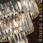 Modern Black Crystal Chandeliers,24” Ceiling Round Chandelier,Luxury Flush Mount Pendant Light Fixture with Chain Farmhouse 4 Tiers K9 Chandelier for Dining Room Bedroom Foyer