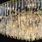 Gold Crystal Chandelier for Dining Room, 40" Modern Round Luxury Chandeliers 7-Tier 17 Lights Large Adjustable Height Ceiling Hanging Pendant Light Fixture for Living Room Bedroom Foyer