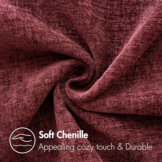MIULEE Pack of 2 Christmas Wine Red Couch Throw Pillow Covers 20x20 Inch Soft Chenille Pillow Covers for Sofa Living Room Solid Dyed Pillow Cases