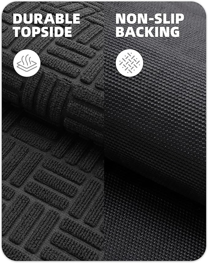 Color&Geometry Large Front Door Mat Outside Entrance, Heavy Duty Non Slip Low Profile Doormat for Entryway, Trap Dirt and Moisture Welcome Mats All-Weather, Easy Clean, Patio, Garage, 28"x60" Black