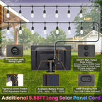 100FT(2x50FT) RGB Solar Outdoor String Lights with Remote, Multicolor&Warm White Dimmable Waterproof Patio Lights with 30 LED S14 Bulbs-Black