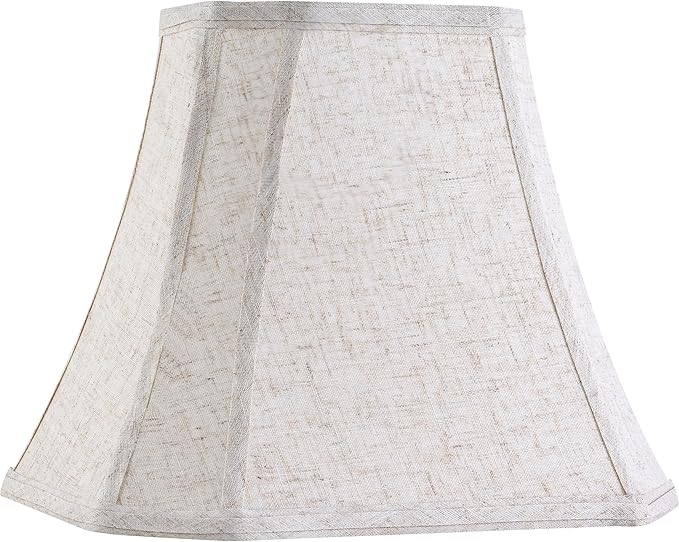 GO&SO 14 Inch Beige Oatmeal Square Lamp Shade for Floor Lamps and Table Lamp,8x14x11"(Spider) Natural Linen Lampshade Replacement,Cut Corner Transitional Easy Assembly Required (Set of 1)