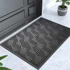 Yimobra Outdoor Mats for Front Door, Stops Mud & Dirt at Entrance, Fits Garage & Patio, All-Weather Waterproof Non Slip Outdoor Indoor Welcome Mat, 29.5x17 Black