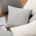 MIULEE Pack of 2 Decorative Throw Pillow Covers 24x24 Inch Soft Boho Striped Textured Corduroy Pillow Covers Modern Farmhouse Home Decor for Couch Bed Sofa Living Room Light Grey