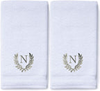 Decorative and Monogrammed Hand Towels for Bathroom Kitchen Makeup | Personalized Gift for Wedding-Bridal | Roman Font Custom Luxury Turkish Towel | Spa Collection, Oversized, 16 X 30 Inch, Set of 2