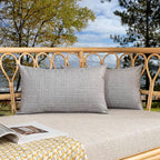 Kevin Textile Pack of 2 Outdoor Waterproof Throw Pillow Covers Decorative Square Outdoor Checkered Pillows Cushion Case Patio Pillows for Couch 12x20 inches 30x50 cm Grey