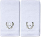 Decorative and Monogrammed Hand Towels for Bathroom Kitchen Makeup | Personalized Gift for Wedding-Bridal | Roman Font Custom Luxury Turkish Towel | Spa Collection, Oversized, 16 X 30 Inch, Set of 2