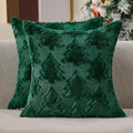 Christmas Pillow Covers 20x20 Set of 2 Green Double Christmas Tree Decorations Pillow Covers Soft Plush Faux Fur Decor for Xmas Winter Holiday Home Bedroom Sofa Cushion Cases PT-016A20
