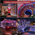 300LED 75FT Christmas Lights Indoor, LED Christmas Tree Decoration Lights with 12 Modes & Timer Memory, Dimmable Plug In Waterproof LED Xmas Light for Yard Wedding Party Holiday Red White & Blue