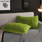 WERDIM Shaggy Fluffy Faux Fur Pillowcases 2 Pack Button Closure Velvet Pillow Shams Standard/Queen Size (Apple Green, 20 X 26 Inches)