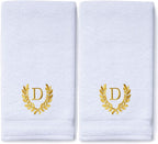 Decorative and Monogrammed Hand Towels for Bathroom Kitchen Makeup | Personalized Gift for Wedding-Bridal | Roman Font Custom Luxury Turkish Towel | Spa Collection, Oversized, 16 X 30 Inch, Set of 2