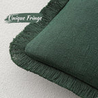 MIULEE Christmas Decorative Lumbar Throw Pillow Covers Neutral Linen Fringe Throw Pillows Set of 2 Army Green Boho Farmhouse Cushion Covers for Couch Sofa Bed Living Room Spring Home Decor 12x20 Inch