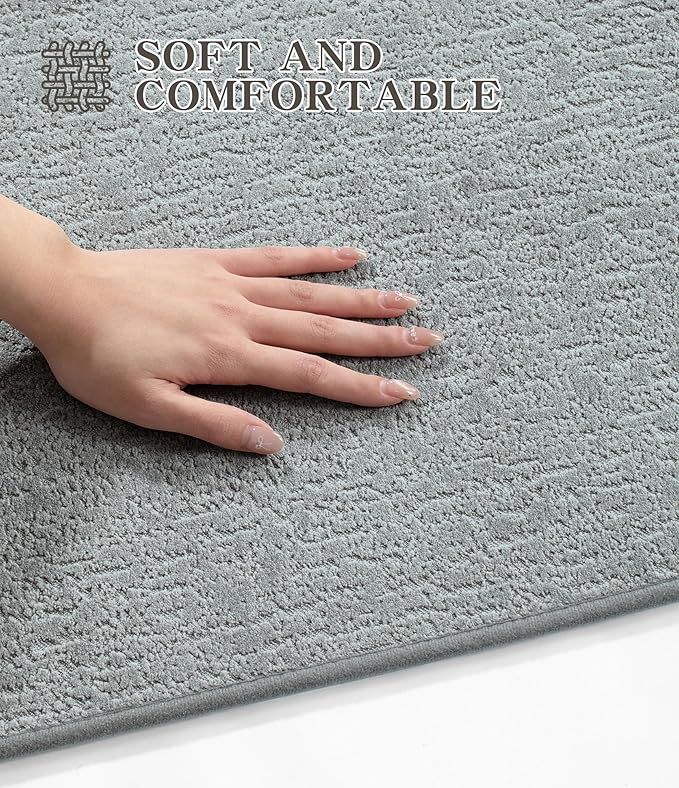 chakme Bathroom Rugs Mat 36x24, Ultra Thin Non Slip Bath Mat Quick Dry Absorbent Bath Mat for Bathroom Floor, (Light Grey, 36"x24")