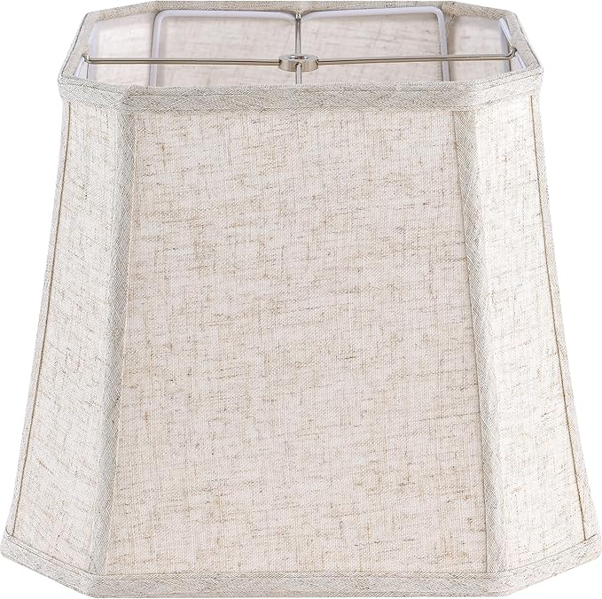 1 Pack Beige Linen Square Lamp Shade 10"Top × 13" Bottom × 10.5" High(Spider) Square Cut Corners, Handcrafted, Easy Assembly Medium Modern lampshade for Table & Floor Lamps By GO&SO