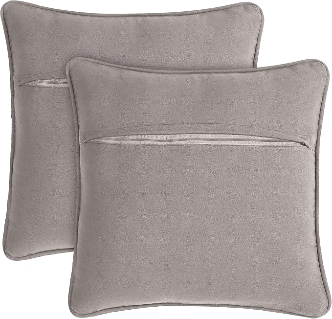 Boho Living Jada Premium Woven Design, Living Room Décor, Decorative Throw, (2) 18" x 18" Pillow Covers with Insert, Grey 2 Count