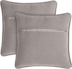 Boho Living Jada Premium Woven Design, Living Room Décor, Decorative Throw, (2) 18" x 18" Pillow Covers with Insert, Grey 2 Count