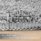 Tititex Luxury Grey White Frame Line Bathroom Rug, 16x24 inch Extra Soft and Absorbent Microfiber Bath Rugs, Non-Slip Plush Shaggy Bath Carpet, Bath Mats for Bathroom Floor, Tub and Shower