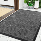 Yimobra Door Mat, Outdoor Indoor Entrance Welcome Mat, Heavy Entry Front Door Mat, Stain & Fade Resistant, Low Profile, Sturdy Rubber, Easy Clean Patio Floor Mat, Waterproof, 36 x 24, Gray