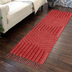 Boho Runner Rug 2x6' Washable Kitchen Rugs with Tassels Indoor Farmhouse Rugs for Bedroom Aesthetic Tufted Rug for Laundry Room Doorway Living Room_Rust Bricks