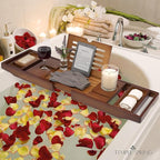 Temple Spring Wooden Bathtub Tray, Bamboo Bathroom Accessories, Bath Tray for Tub, at Home Spa Essentials, Board for Tub Table, Bath Caddy for Bathtub Accessories & Bathroom Essentials – Wood Brown
