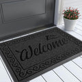 Yimobra Welcome Front Door Mat, Heavy Duty Easy Clean Doormat Indoor Outdoor, Waterproof Quick Dry Floor Mat for Home, Garage, Hign Traffic Areas, Non Slip, Low Profile, 29.5X17 Inches, Black