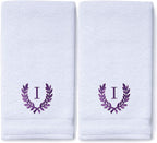 Decorative and Monogrammed Hand Towels for Bathroom Kitchen Makeup | Personalized Gift for Wedding-Bridal | Roman Font Custom Luxury Turkish Towel | Spa Collection, Oversized, 16 X 30 Inch, Set of 2