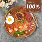 Rtteri 10 Pieces Acacia Round Wood Plates 14 x 1 Inch Dinner Plates Wooden Charger Platter Bulk Easy Cleaning Lightweight Serving Tray for Dishes Snack Dessert