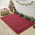 RESARE Waffle Bath Mat for Bathroom, Super Absorbent Bathroom Rugs Non Slip Machine Washable, Ultra Soft Quick Dry Boho Bath Rugs with Tassels for Floor, Upgraded Bordered Design, 18"x30" Red