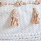 Boho Coral Decorative Pillow Cover with Cording and Tassels Handmade Accent Woven Textured Square Throw Pillow Case for Couch Sofa Farmhouse Living Room Home Decor 18"x18" Pink Rust