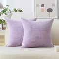 Home Brilliant Light Purple Pillow Covers 18x18 Set of 2 Striped Corduroy Throw Pillow Covers Cushion Covers for Office Couch Chair Bedroom, 18x18 Inch, Lavender