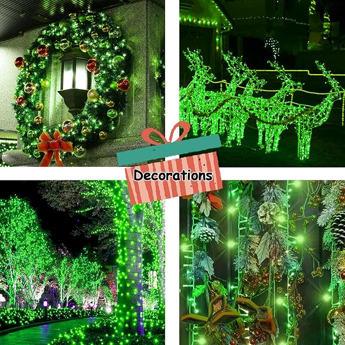 ILLUMINEW 300 Led Green Outdoor String Lights Waterproof St. Patrick's Day Decorations, 108 Ft Led Twinkle Lights for Bedroom, 8 Modes Plug in Fairy Lights for Christmas Room Decor