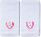 Decorative and Monogrammed Hand Towels for Bathroom Kitchen Makeup | Personalized Gift for Wedding-Bridal | Roman Font Custom Luxury Turkish Towel | Spa Collection, Oversized, 16 X 30 Inch, Set of 2